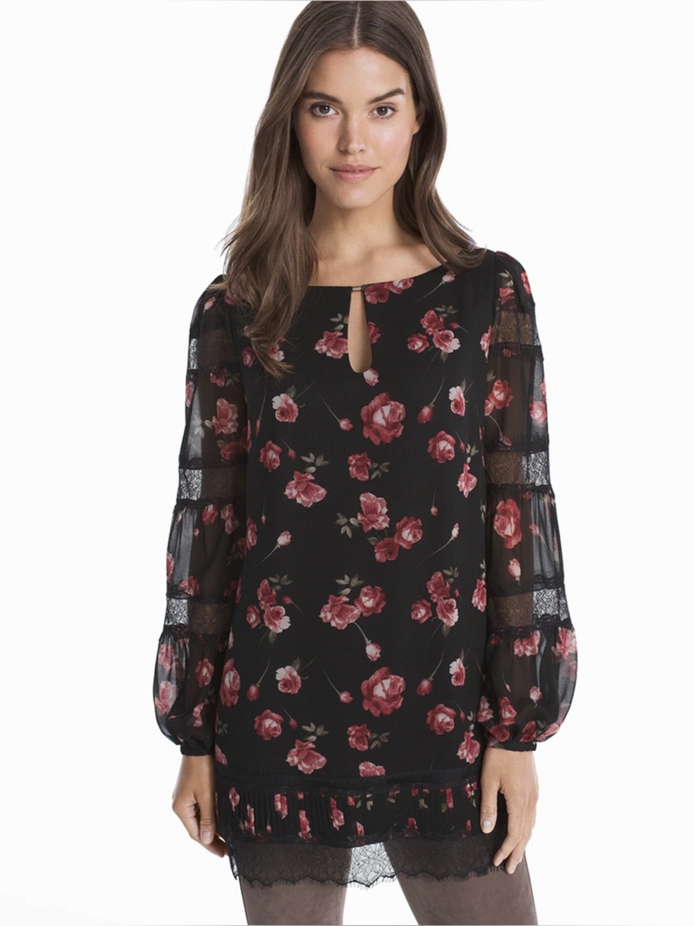 WHBM Rose Print Tunic Dress
